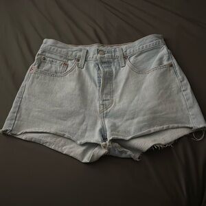 Levi's Blue Jean Shorts Distressed High-Waisted